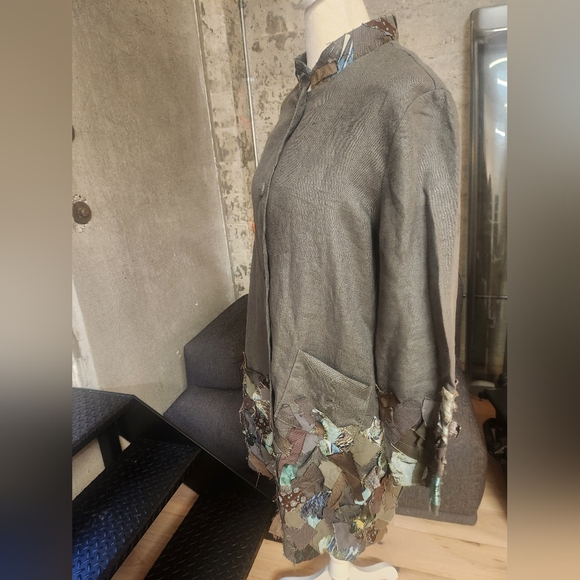 🐕Marylou Ozbolt-Storer Folk Artist Linen Boho Jacket M EUC HOST PICK ♥️ - Picture 7 of 9